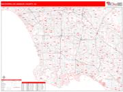 Southern Los Angeles County Metro Area Wall Map Red Line Style 2022